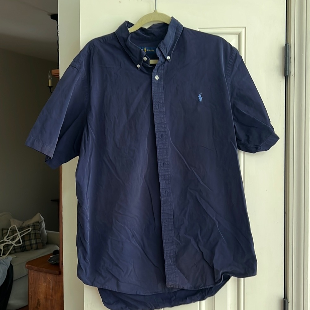 Navy blue, Ralph, Lauren, button-down shirt, and XXL TTG